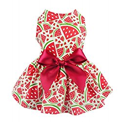 Fitwarm Sweetie Watermelon Pet Clothes for Dog Dress Sundress Shirts – Red – Medium