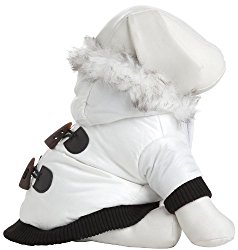 PET LIFE Fashion Designer Aspen Winter-White Parka Pet Dog Coat Jacket w/ 3M Insulation Technology, Small, Winter White