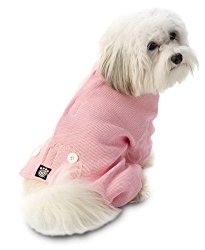 PetRageous Cozy Thermal Pajamas for Pets, Medium, Pink with White Stitching