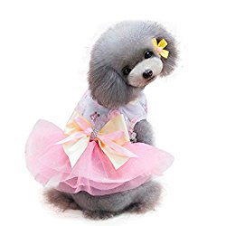 Puppy Dress,Neartime Dog Clothes Pet Grid Skirt for Small Medium Pets (S, Pink)