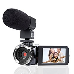 Camcorder Camera,Kimire HD 1080P Camera With Microphone Remote Control Infrared Night Vision 3.0 Inch 270 Degree Rotation Screen 24 MP Megapixels 16XPowerful Digital Zoom Video Recorder(3051STR-Black)