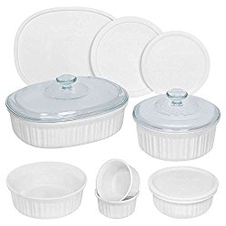 CorningWare 12 Piece Round and Oval Bakeware Set, White