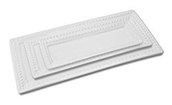 KOVOT Ceramic Rectangular Platter Set | 3 Piece Porcelain Platter Set Includes (1) Large, (1) Medium, (1) Small