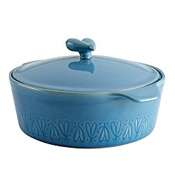 Ayesha Curry Home Collection Stoneware Round Casserole, 2.5-Quart, Blue