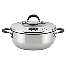 Circulon Momentum Stainless Steel Nonstick 4-Quart Covered Casserole with Locking Straining Lid