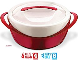 Pinnacle Casserole Dish – Large Soup and Salad Bowl – Insulated Serving Bowl With Lid – Red