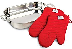 All-Clad 00830 Stainless-Steel Lasagna Pan with 2 Oven Mitts / Cookware, Silver