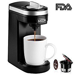 Aicok Single Serve Coffee Maker, Coffee Machine for Most Single Cup Pods including K-Cup Pods, Quick Brew Technology Travel One Cup Coffee Brewer