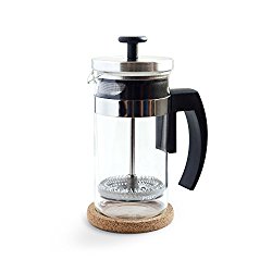 Brillante Small French Press Coffee Maker with 12 Ounce / 3 Cup Glass Beaker – Single Serve Cafetiere and Tea Maker BR-CP1-350