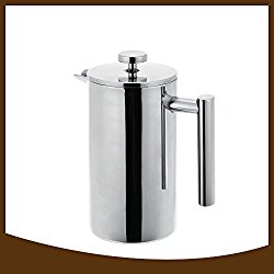 Meelio 1 Liter 18/8 Double Wall Stainless Steel Coffee French Press,Tea Maker 8 Cup /4 Mug,34OZ