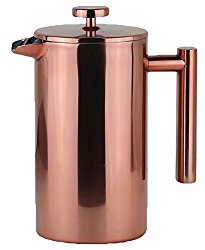 Stainless Steel French Press Coffee Maker, 34 OZ Double Insulation, Rose Gold Copper Finish