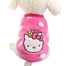 Chicpaw Puppy Pet Vest Small Dog Cat Clothes Shirt Coral Velvet Cartoon Coat Pet Chihuahua Apparel Costume (XS(Length:7.9″,Chest:11.8″), Pink KT)