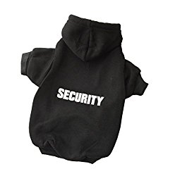 Dog Clothes,Dog Cat Puppy Cotton Hoodies Sweatshirts SECURITY Patterns Pet Hoodie Dog Clothes for Puppy Poodle Yorkie Jack Russel Terrier (M, Black)