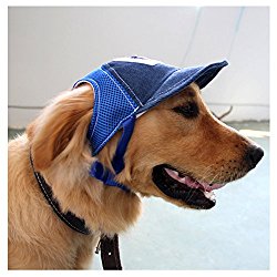 Dog Sun Hat,Jeans Adjustable Pet Dog Sport Baseball Outdoor Sun Protection Hat/Cap(Blue,L)