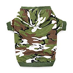 DroolingDog Dog Clothes for Boys Camo Dog Hoodie Dog Shirts for Small Dogs, Small, Army Green