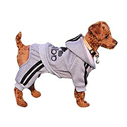 EastCities Winter Puppy Hoodie for Small Dogs Warm Coat Sweater Four Legs Pet Clothes for Dog Cat,Grey 2XL