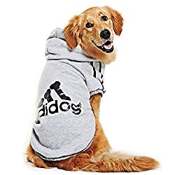 Eastlion adidog Large Dog Warm Hoodies Coat Clothes Sweater Pet Puppy T Shirt Gray 9XL