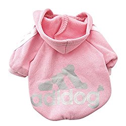 Fleece Dog Hoodies,Rdc Pet Apparel, Adidog Basic Hoodie Sweater, Cotton Jacket Sweat shirt Coat for Small Dog & Medium Dog & Cat (M, Pink)