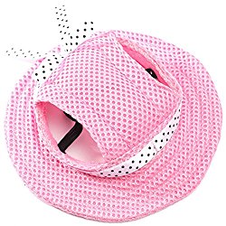 MaruPet Round Brim Princess Cap Visor Hat Pet Dog Mesh Porous Sun Cap with Ear Holes for Small, Extra Small Dog Teddy, Pug, Chihuahua, Shih Tzu, Yorkshire Terriers, Papillon Pink S