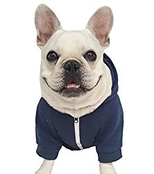 Moolecole Zip-up Hoodie Pet Costume Dog Hoodies Clothes Outfit Funny Pet Hooded Apperal For French Bulldog And Pug Dark Blue 2XL
