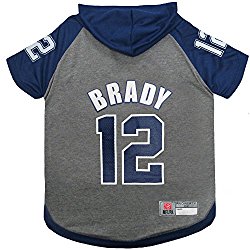 NFLPA TOM BRADY HOODIE for DOGS & CATS. NFL NEW ENGLAND PATRIOTS Dog T-Shirt, Large | Sports HOODY Tee Shirt for Pets | Licensed Sporty Dog Shirt.
