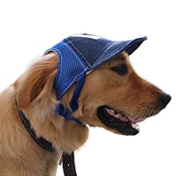 Pet Dog Baseball Cap Sport Cap Hat – Outdoor Hat Sun Protection Summer Cap for Small Medium Large Dog (Large Cap, Blue)
