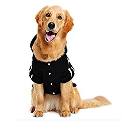 Pet Leso Dog Sweatshirt Warm Hooded Sports Clothes Black 6XL-Neck:25.5″ Chest:39″ Length:27.5″ Recommended Weight: 60-80 lbs