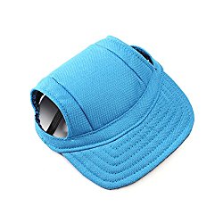 Tinksky Pet Dog Canvas Hat Sports Baseball Cap with Ear Holes for Small Dogs – Size S (Blue)
