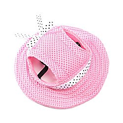 UEETEK Pet Dog Sunbonnet Mesh Porous Sun Cap Hat with Ear Holes for Small Dogs – Size S (Pink)