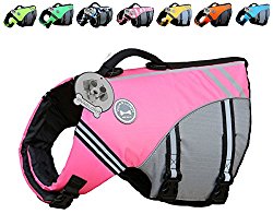 Vivaglory New Sports Style Ripstop Dog Life Jacket with Superior Buoyancy & Rescue Handle, Pink, M