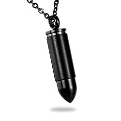 HooAMI Black Bullet Pendant Cremation Urn Necklace