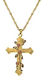 Memorial Gallery 3306gp Rose Vine Cross 14K Gold/Sterling Silver Plating Cremation Pet Jewelry
