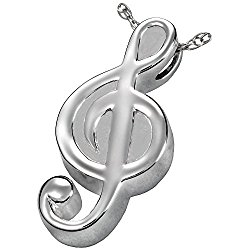 Memorial Gallery MG-3117s Treble Clef Sterling Silver Cremation Pet Jewelry