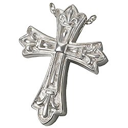 Memorial Gallery MG-3119s Ornate Cross Sterling Silver Cremation Pet Jewelry