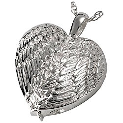 Memorial Gallery MG-3202s Angel Wing Heart Sterling Silver Cremation Pet Jewelry