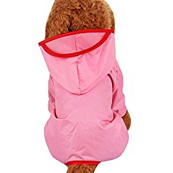 Budd Pet Dog Raincoat Puppy Waterproof Clothes Lightweight Rain Jacket Poncho Outdoor Hoodies Jumpsuit (Pink,L)