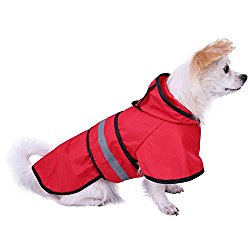 HDE Dog Raincoat Hooded Slicker Poncho for Small to X-Large Dogs and Puppies (Red, Medium)