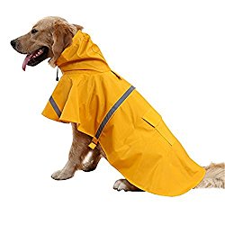 okdeals Large Dog Raincoat Leisure Pet Waterproof Clothes Lightweight Rain Jacket Poncho with Strip Reflective (XL)