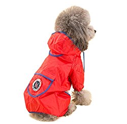 TOPSUNG Dog Raincoat Waterproof Puppy Jacket Pet Rainwear Clothes for Small Dogs/Cats Red