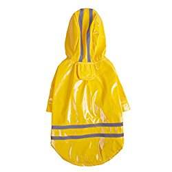UEETEK Dog Raincoat Waterproof Dog Rain Jacket Reflective Safe Coat for Dog Pet (Yellow) size M