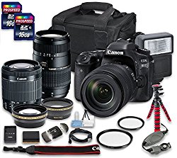 Canon EOS 80D DSLR Camera Bundle with Canon EF-S 18-55mm f/3.5-5.6 IS STM Lens + Tamron Zoom Telephoto AF 70-300mm f/4-5.6 Macro Autofocus Lens + 2 PC 16 GB Memory Card + Camera Case