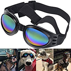 QUMY Dog Goggles Eye Wear Protection Waterproof Pet Sunglasses for Dogs about over 15 lbs