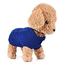 Howstar Pet Sweater, Knitted Puppy Shirt Warm Dog Clothes Cute Apparel for Small Dog (S, Dark Blue)