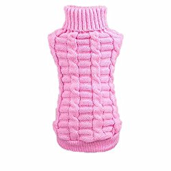 Howstar Puppy Sweater, Warm Doggie Clothes Cute Knitted Classic Pet Dog Shirt Apparel (M, Pink)