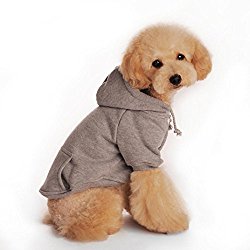Minisoya Pet Dog Clothes Puppy Hoodie Warm Sweatshirt Hooded Coat For Winter (Gray, L)