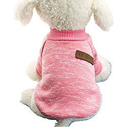 Pet Dog Classic Knitwear Sweater Warm Winter Puppy Pet Coat Soft Sweater Clothing For Small Dogs (XS, Pink)