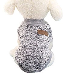 Pet Dog Puppy Classic Sweater Coat Tops Fleece Warm Winter Knitwear Clothes (S, Gray)