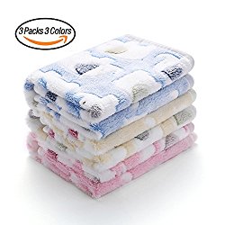 3 Packs 3 Colors Super Soft Fluffy Premium Fleece Pet Blanket Flannel Throw for Dog Puppy Elephant Large