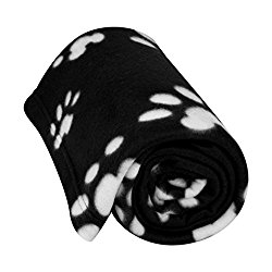 Evelots Fleece Pet Blanket, Black/White, 60×40″