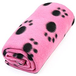 HIGHROCK Pet Dog Cat Puppy Kitten Soft Blanket Doggy Warm Bed Mat Paw Print Cushion (Pink)